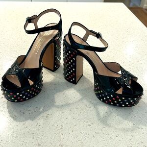 Marc Jacobs Black Patent Studded Platform Heel Size 37
